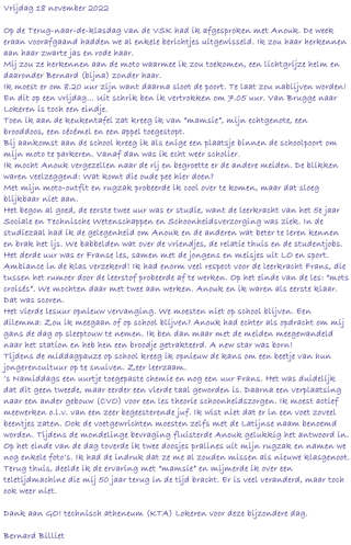 Verslag Terug Naar De Klas Van Bernard C